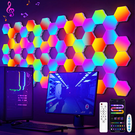 Hexagon Lights Wall RGB Panel Smart APP Gaming Lights Night  Music Sync