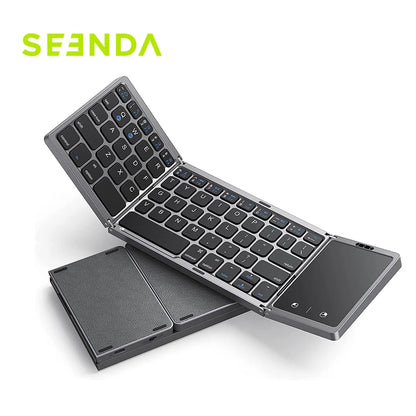 Seenda Fällbar Trådlös Bluetooth-tangentbord Uppladdningsbar Folding Bärbara för PC Mac Smartphone Windows iOS Android