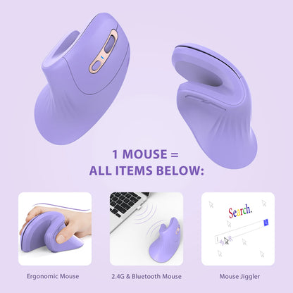 Seenda Ergonomisk Vertikal Mus Jiggler Bluetooth 2.4g Trådlös för dator,Laptop, Notebook och PC