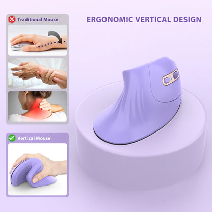 Seenda Ergonomisk Vertikal Mus Jiggler Bluetooth 2.4g Trådlös för dator,Laptop, Notebook och PC