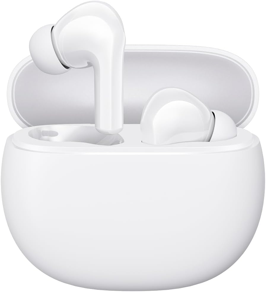 Xiaomi Redmi Buds 4 Active TWS trådlösa öronsnäckor, Bluetooth 5.3 spel med låg latens med AI-samtal, brusreducering, IP54 vattentät, 30H speltid, lätt komfort passform hörlurar, vit