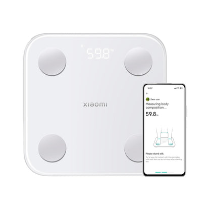 Xiaomi Body Composition Scale S400 badrumsvåg med dubbelfrekvensmätning, 25 hälsoindikatorer, upp till 150 kg och 100 g precision, Xiaomi Home-app, vit (S-version)