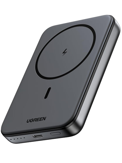 UGREEN Trådlös powerbank 10000mAh magnetisk powerbank med USB-C snabbladdningsfunktion, trådlöst externt batteri MagSafe kompatibelt med iPhone 16 Pro Max/Pro/16/15 Pro Max/Pro/14/13/12（svart）