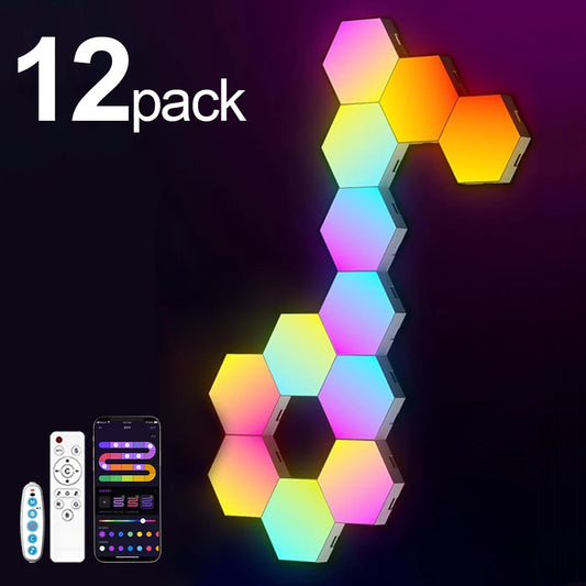 Hexagon Lights Wall RGB Panel Smart APP Gaming Lights Night  Music Sync