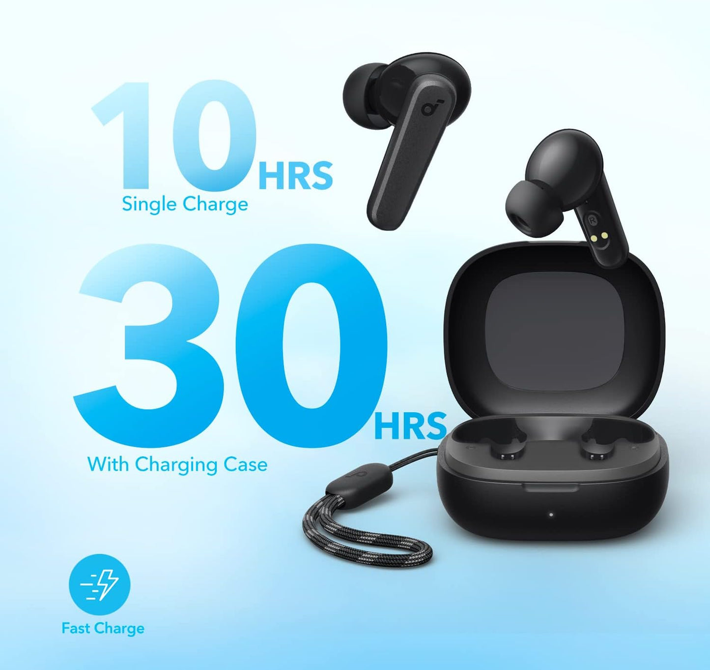 Anker-soundcore P20i äkta trådlösa öronsnäckor, 10 mm drivrutin, med stor bas, Bluetooth 5.3, 30 h speltid, IPX5 vattentät, 2 mikrofoner för tydliga AI-samtal, 22 inställda EQ, anpassning via