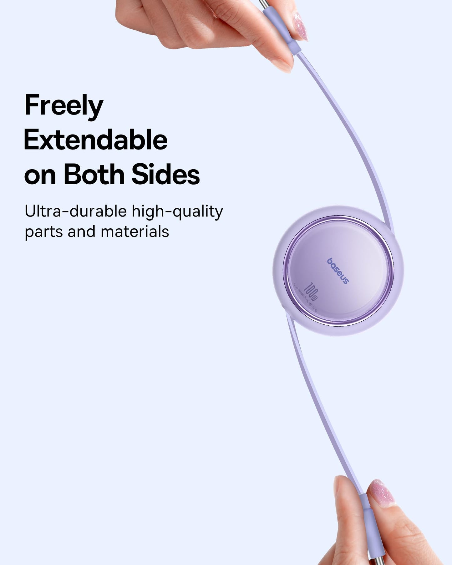 Baseus USB C-kabel, 100 W, PD 5A QC 4.0 mini, utdragbar, snabbladdningskabel, USB-C-till-USB-C-kabel, 4-stegs längd, förinställd laddningskabel för iPhone 15, Samsung, iPad, lätt att förvara, bärbar