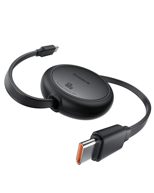 Baseus USB C-kabel, 60 W, PD, 5 A, QC 4.0, infällbar snabbladdningskabel i mini-format, USB C till USB C-kabel, 4 längder, förinställd, för iPhone 15, Samsung och iPad, lätt att förvara, bärbar