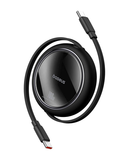 Baseus USB C-kabel, 100 W, PD 5A QC 4.0 mini, utdragbar, snabbladdningskabel, USB-C-till-USB-C-kabel, 4-stegs längd, förinställd laddningskabel för iPhone 15, Samsung, iPad, lätt att förvara, bärbar