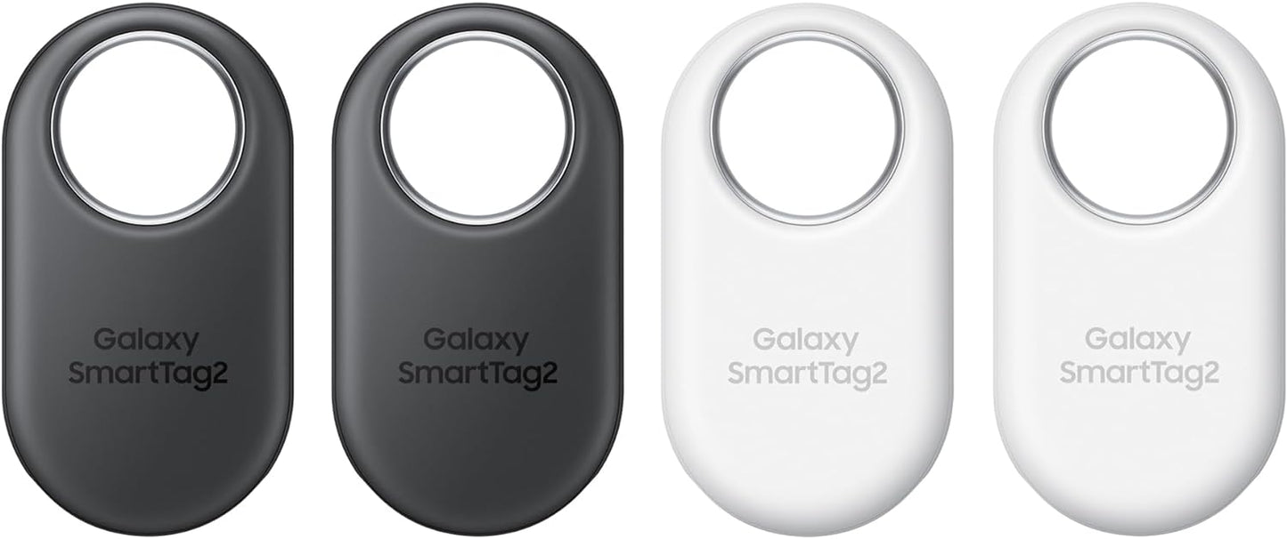 Samsung Galaxy SmartTag2 Bluetooth-spårare, kompassvy, sökning i närheten, med upp till 500 dagars drifttid, vattenskyddad, svart/vit (4 stycken)