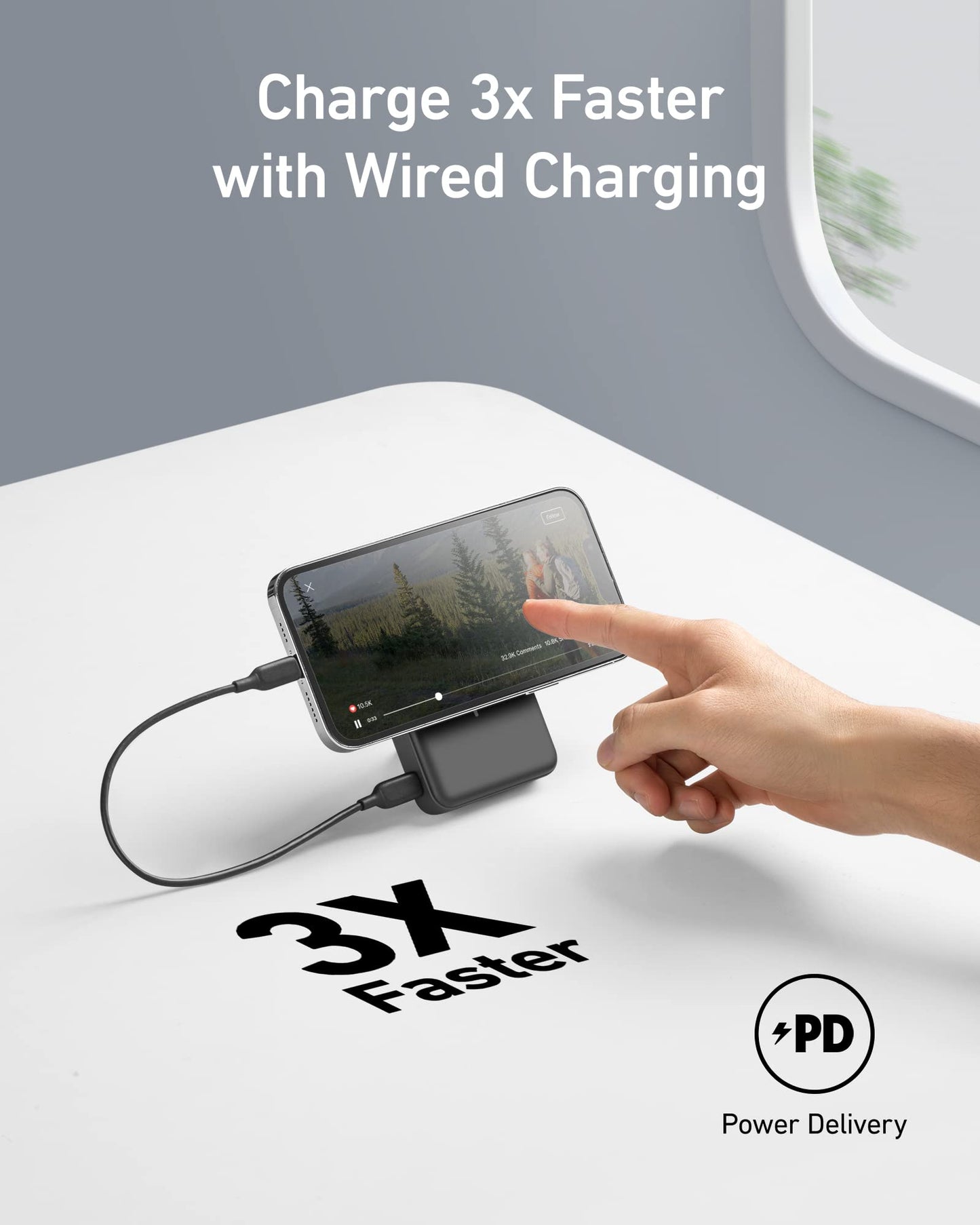 Anker Power Bank, 633 Magnetiskt Batteri, 10.000 mAh hopfällbar magnetisk trådlös bärbar laddare, 20W USB-C