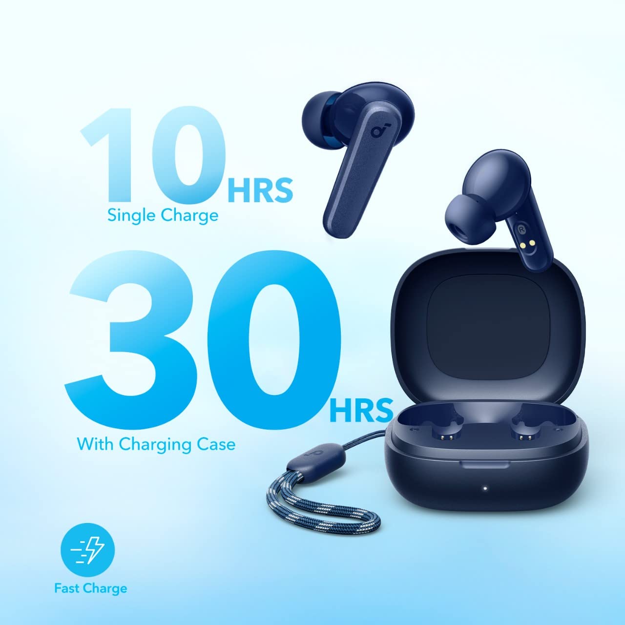 Anker-soundcore P20i äkta trådlösa öronsnäckor, 10 mm drivrutin, med stor bas, Bluetooth 5.3, 30 h speltid, IPX5 vattentät, 2 mikrofoner för tydliga AI-samtal, 22 inställda EQ, anpassning via