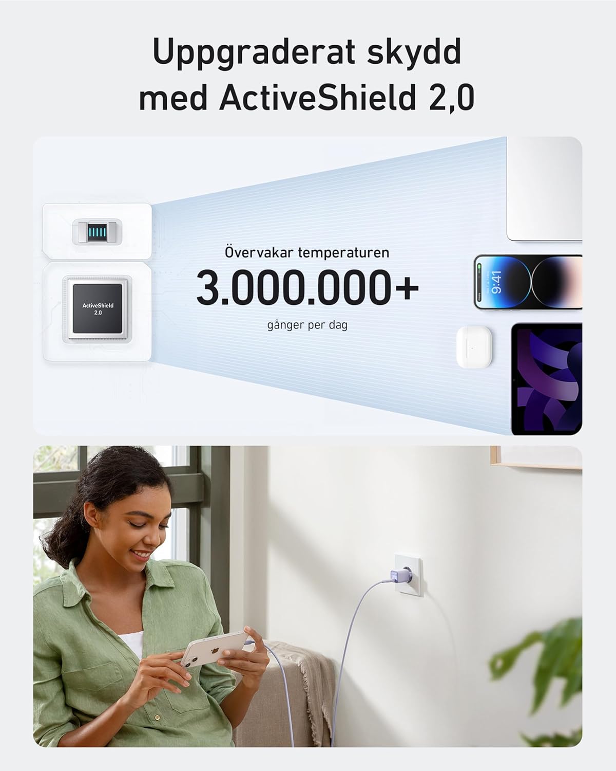 Anker USB-C GaN-laddare 30 W, 511-laddare (Nano 3), snabbladdare med PIQ 3.0 och PPS.