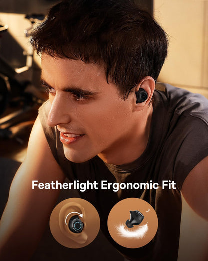 Baseus Bluetooth-hörlurar trådlösa med -48 dB hybrid aktiv brusreducering, 140 timmar Uppspelningstid, vattentät IPX6, 4 ENC-mikrofoner, 0,038s låg latens, Bluetooth 5.3 – Bowie MA10