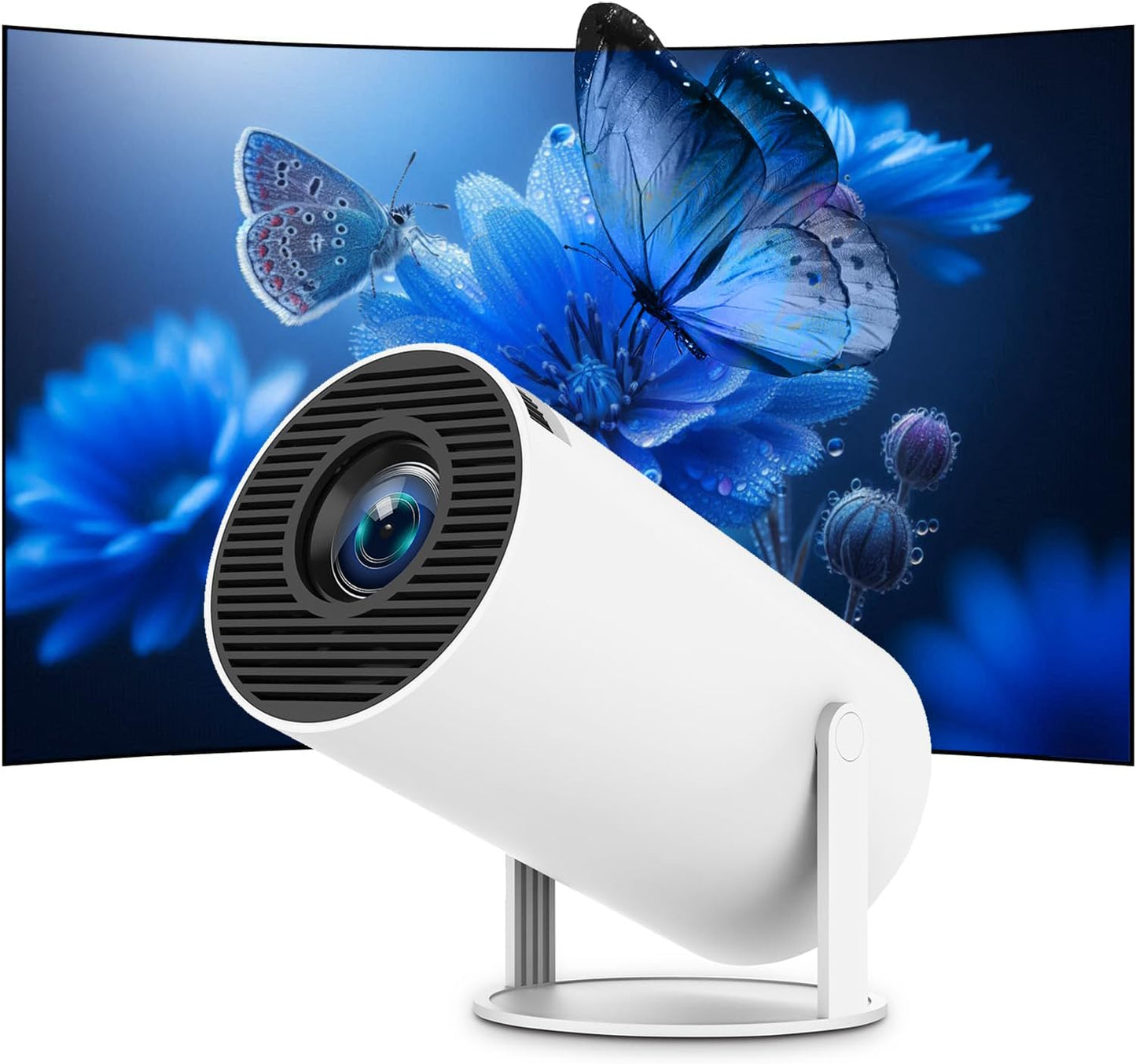 Bärbar 4K 1080P Full HD mini projektor, kompatibel med Android 11 och Netflix - WiFi 6, BT 5.0, 180° rotation, liten hemmabioprojektor