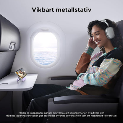 UGREEN Uno Wireless Power Bank 5000mAh Magnetisk powerbank med vikbart stativ och TFT-skärm, 20W USB-C snabbladdning, 7.5W MagSafe kompatibel med iPhone 12-16-serien (Lila)