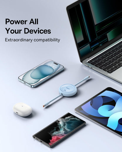 Baseus USB C-kabel, 100 W, PD 5A QC 4.0 mini, utdragbar, snabbladdningskabel, USB-C-till-USB-C-kabel, 4-stegs längd, förinställd laddningskabel för iPhone 15, Samsung, iPad, lätt att förvara, bärbar