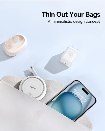 Baseus USB C-kabel, 100 W, PD 5A QC 4.0 mini, utdragbar, snabbladdningskabel, USB-C-till-USB-C-kabel, 4-stegs längd, förinställd laddningskabel för iPhone 15, Samsung, iPad, lätt att förvara, bärbar