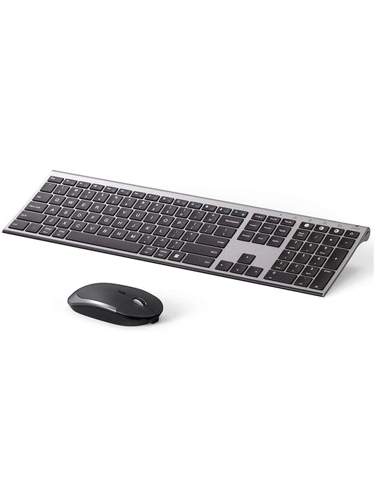Bluetooth trådlöst keyboard set för Windows Mac Android Ultra Slim uppladdningsbar Auto Sleep Dual Mode BT4.0 2.4Ghz