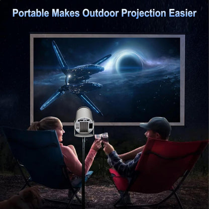 Bärbar 4K 1080P Full HD mini projektor, kompatibel med Android 11 och Netflix - WiFi 6, BT 5.0, 180° rotation, liten hemmabioprojektor