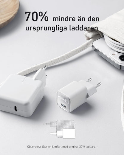 Anker USB-C GaN-laddare 30 W, 511-laddare (Nano 3), snabbladdare med PIQ 3.0 och PPS.