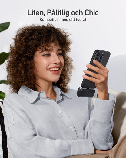 Anker Nano Powerbank, 5000 mAh Powerbank 22,5 W, integrerad vikbar USB-C-kontakt