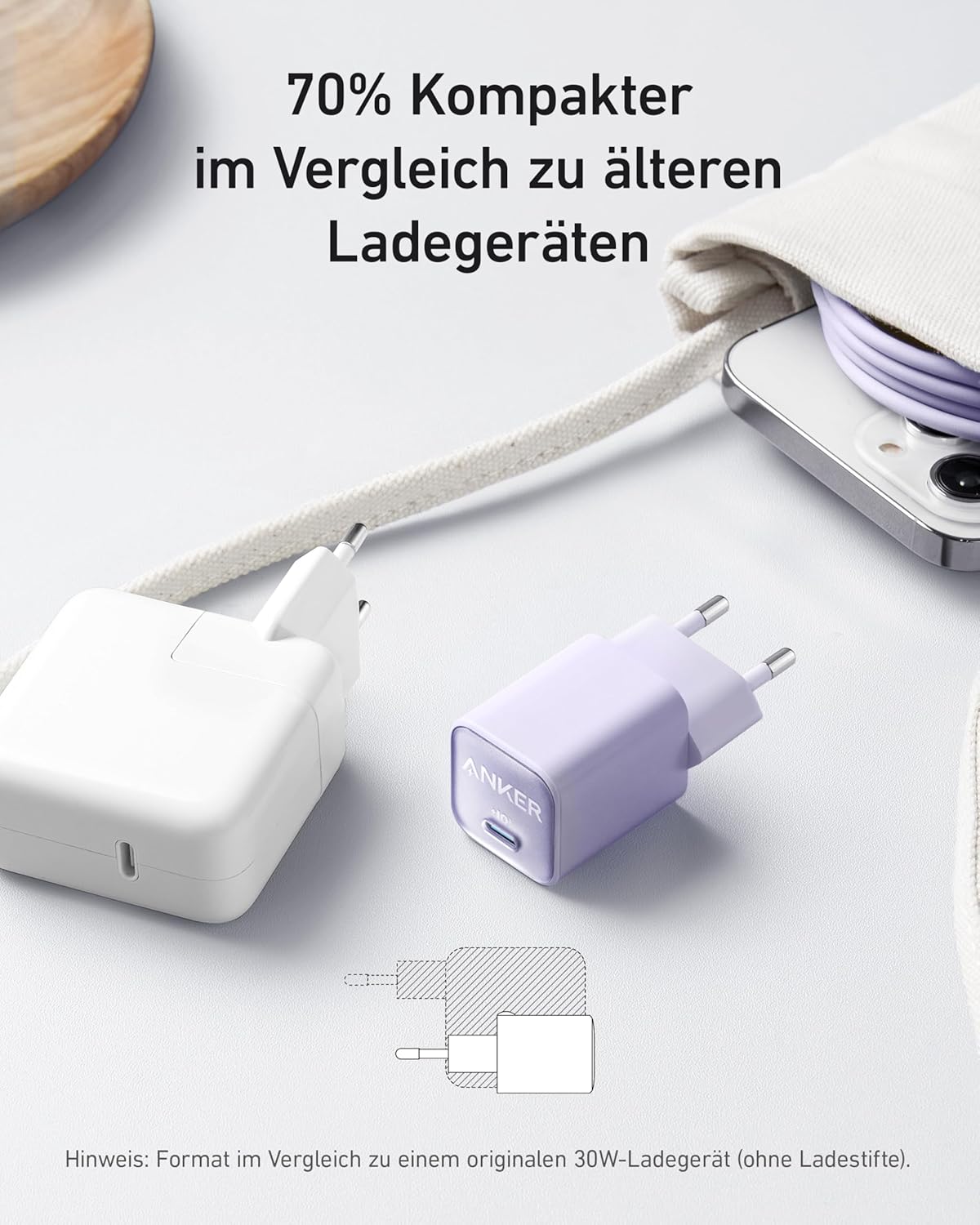 Anker USB-C GaN-laddare 30 W, 511-laddare (Nano 3), snabbladdare med PIQ 3.0 och PPS.