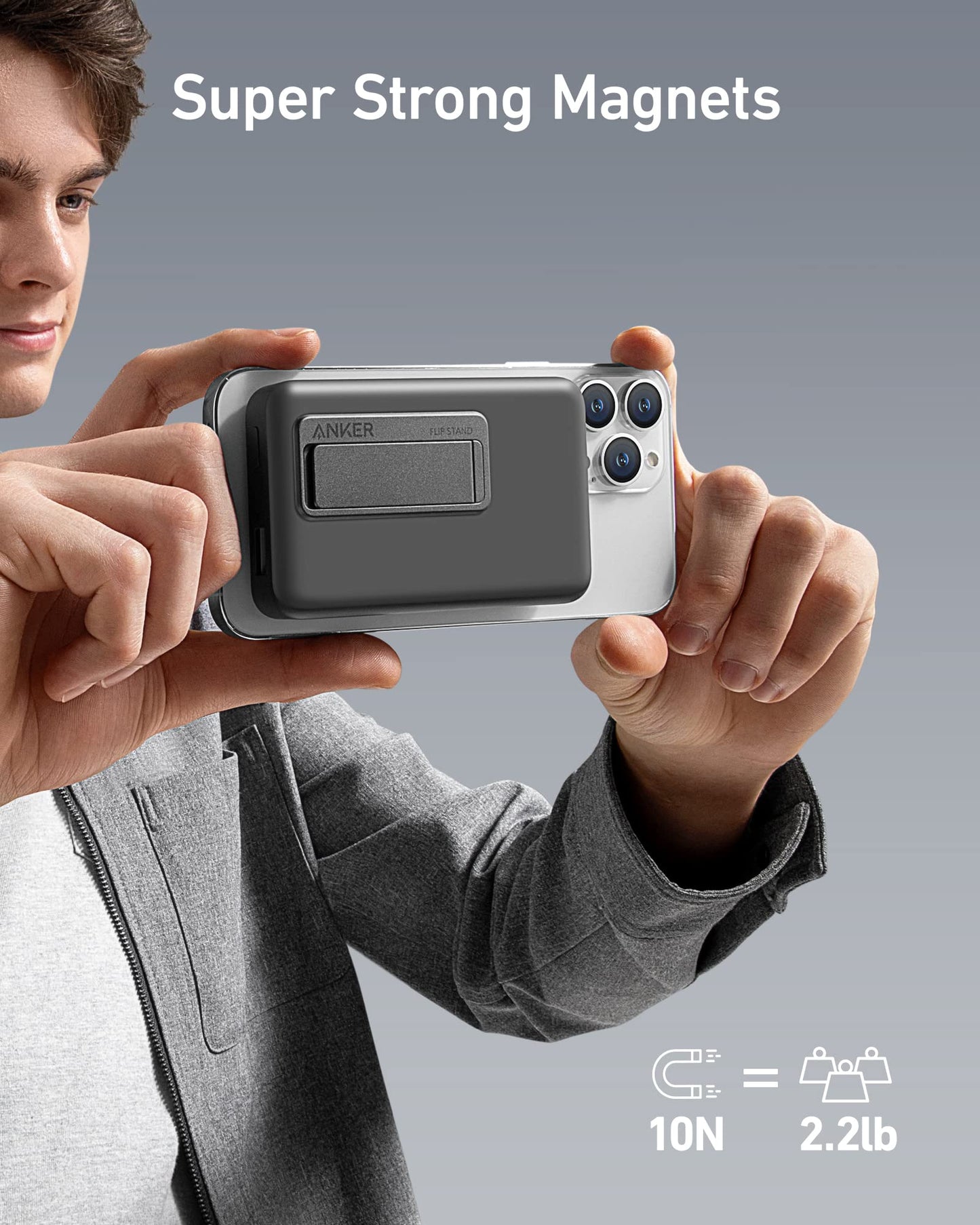 Anker Power Bank, 633 Magnetiskt Batteri, 10.000 mAh hopfällbar magnetisk trådlös bärbar laddare, 20W USB-C