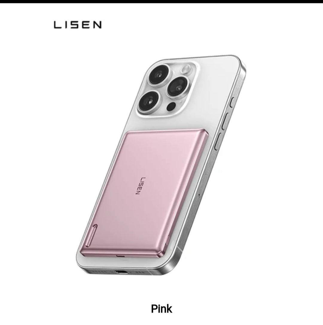 LISEN New Design All Alloy 0.3 Ultra-Thin Magnetic Power Bank 5000 MAh Wireless Portable Fast Charger Battery Pack for iPhone 16, Rekommenderas inte för Iphone Pro och Pro Max serien