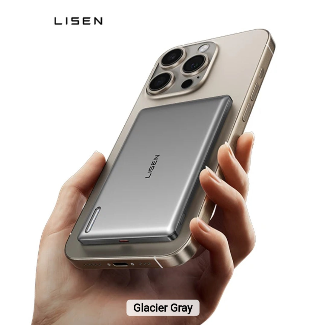 LISEN New Design All Alloy 0.3 Ultra-Thin Magnetic Power Bank 5000 MAh Wireless Portable Fast Charger Battery Pack for iPhone 16, Rekommenderas inte för Iphone Pro och Pro Max serien