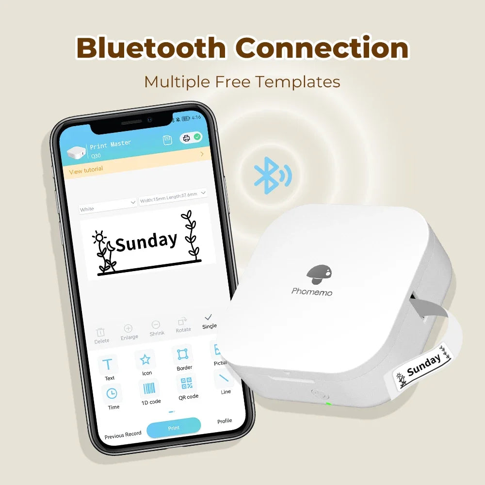 Phomemo Q30 Portable Mini Label Maker Wireless bluethooth