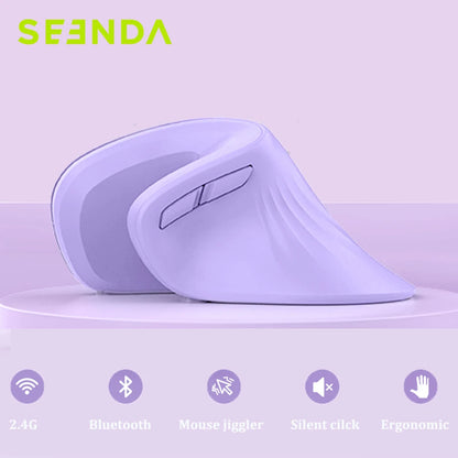 Seenda Ergonomisk Vertikal Mus Jiggler Bluetooth 2.4g Trådlös för dator,Laptop, Notebook och PC